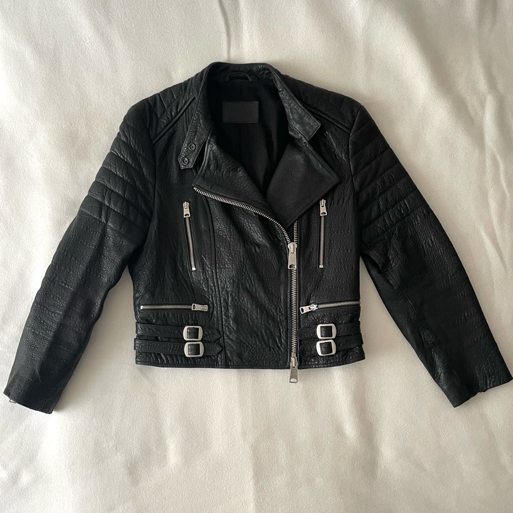 All Saints Black Leather Biker Jacket